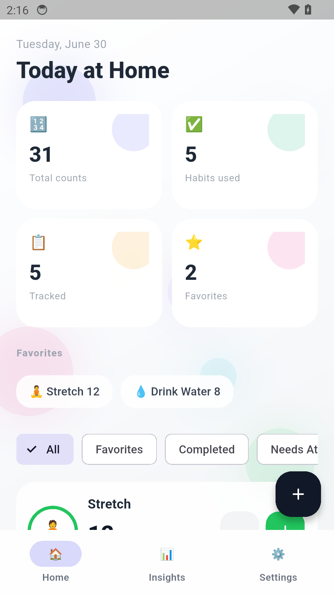 White Habit Counter home screen